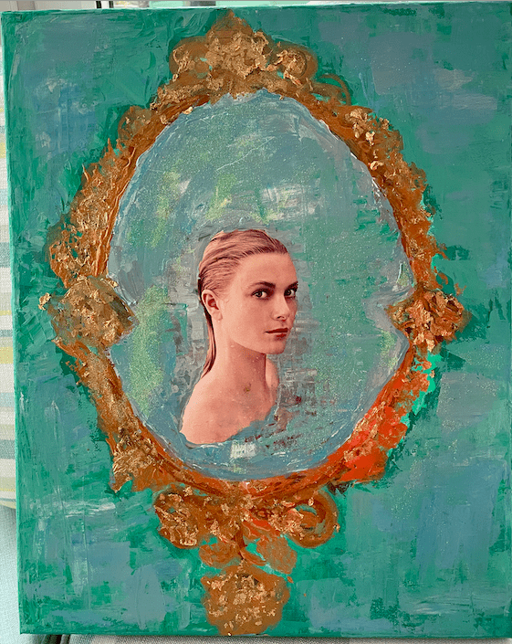 Grace Kelly Mirror Mirror acrylic mixed media original art by Cathy Hughes