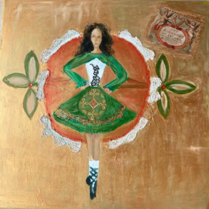 Irish dancer original art mixed media by Cathy Hughes